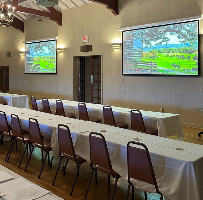 Corporate retreat seated in the SVCC conference room